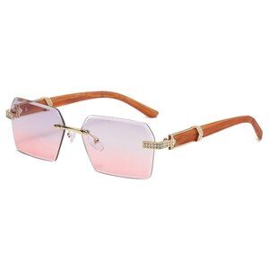 Men Sunglasses Hip Hop Shades Metal Gold Diamond Rapper Square‎ Blue Pink Lentes